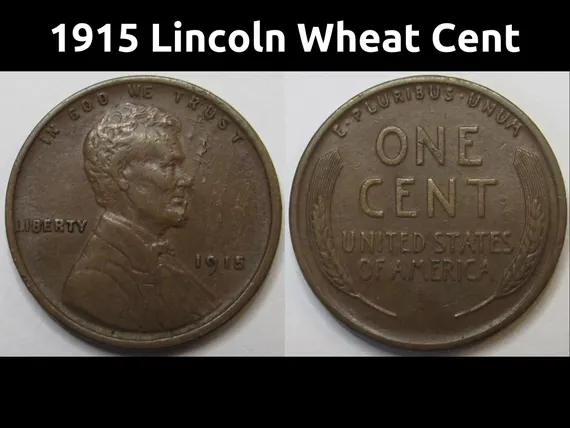 1915 wheat penny grading strip showing four condition tiers from worn Good to gem Uncirculated